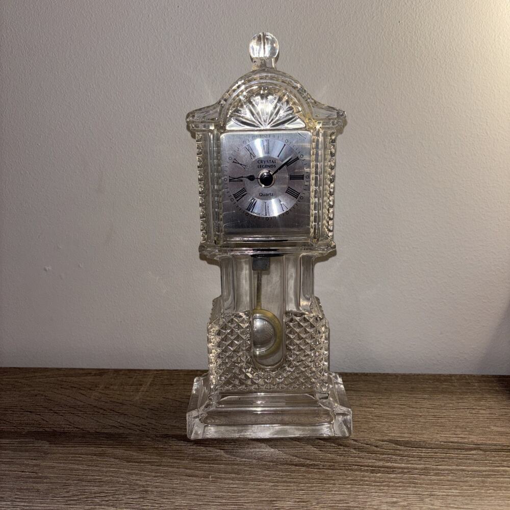 Crystal Legends Of Godinger Crystal Pendulum Clock Batteries, 11" Rare